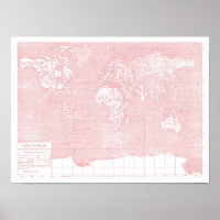 Son monde ~ Carte du monde Vintage rose