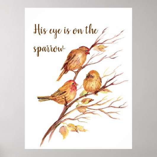 Poster Son oeil est sur le Bruant, Citation d'oiseau Insp (Devant)