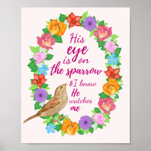 Poster Son oeil sur l'art du mur du moineau