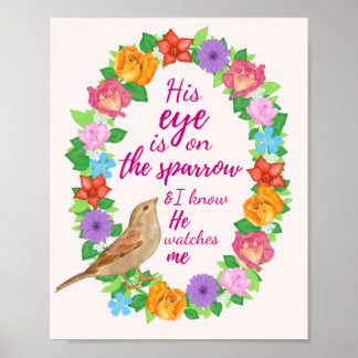 Poster Son oeil sur l'art du mur du moineau