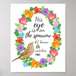 Poster Son oeil sur l'art du mur du moineau