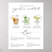 Poster Son Ours & Ses Aquarelle Signature Cocktail Menu (Devant)