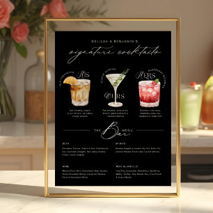 Poster Son Ours & Ses Aquarelle Signature Cocktail Menu