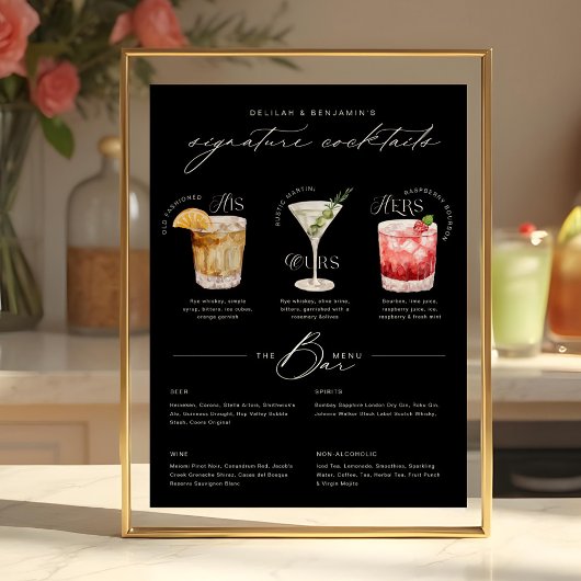 Poster Son Ours & Ses Aquarelle Signature Cocktail Menu