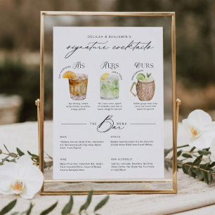 Poster Son Sa & Notre Menu de Cocktails Signature Aquarel