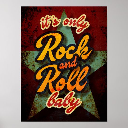 Poster Son seul Rock et Roll Bébé typographie musique (Devant)