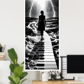 Poster Sonate de tempête sur l'affiche monochrome de la m (Bureau à domicile)