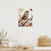 Poster Song Sparrow Bird Art Imprimer l'affiche (Cuisine)
