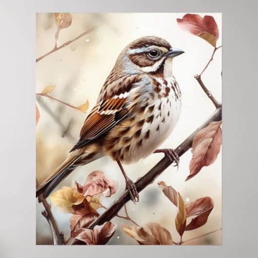 Poster Song Sparrow Bird Art Imprimer l'affiche (Devant)