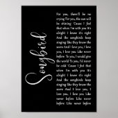Poster Songbird Black Script Chanson Lyric Wall Art Impri (Devant)