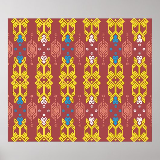 Poster Songket Tenun Geometrik Motif sans couture avec Cr (Devant)