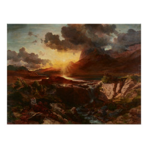 Poster Sonnenuntergang am Hintersee à Berchtesgaden