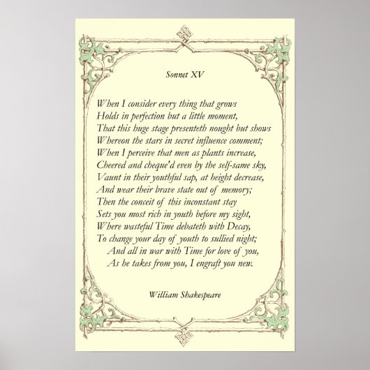 Poster Sonnet # 15 par William Shakespeare (Devant)