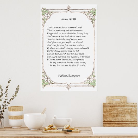 Poster Sonnet # 18 par William Shakespeare (Cuisine)