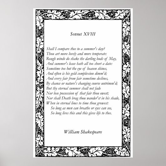 Poster Sonnet # 18 par William Shakespeare (Devant)