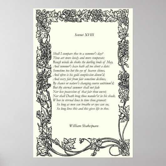 Poster Sonnet # 18 par William Shakespeare (Devant)