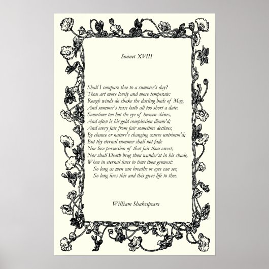 Poster Sonnet # 18 par William Shakespeare (Devant)