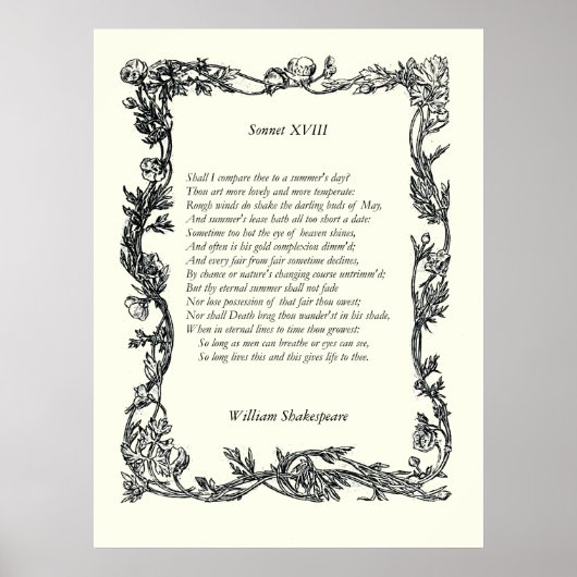 Poster Sonnet # 18 par William Shakespeare (Devant)