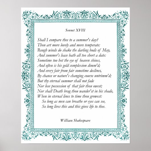 Poster Sonnet # 18 par William Shakespeare (Devant)