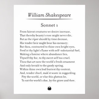 Poster Sonnet 1 par William Shakespeare