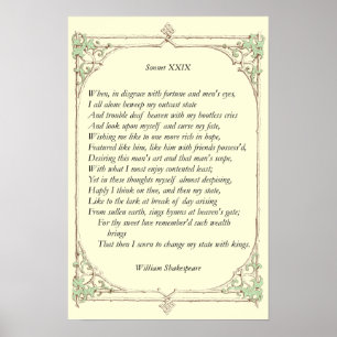 Poster Sonnet # 29 par William Shakespeare
