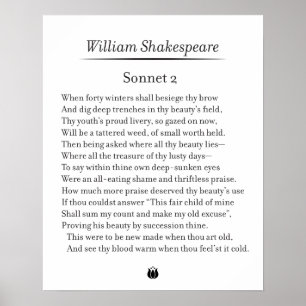 Poster Sonnet 2 par William Shakespeare