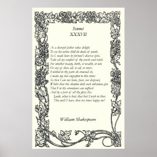 Poster Sonnet # 37 par William Shakespeare