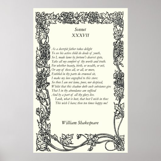 Poster Sonnet # 37 par William Shakespeare (Devant)