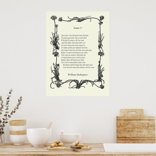 Poster Sonnet # 5 par William Shakespeare (Cuisine)