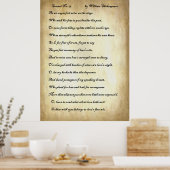 Poster Sonnet no 23 de William Shakespeare (Cuisine)