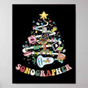 Poster Sonographe de Noël Ultrasound Technologue Xmas