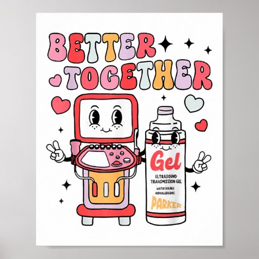 Poster Sonographe Valentines Jour Ultrasons Technologue (Devant)