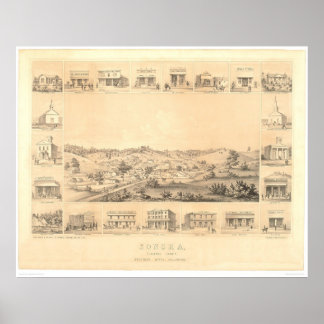 Poster Sonora, CA. Carte panoramique 1854 (1647A) - Resta