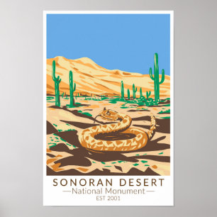 Poster Sonoran Desert National Monument Rattlesnake Retro