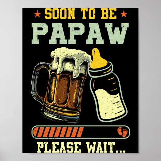 Poster Soon To Be Papaw Est 2025 Pregnancy Announcement L (Devant)