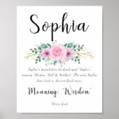 Poster Sophia nom signifiant Imprimer avec fleurs roses 8 (Devant)