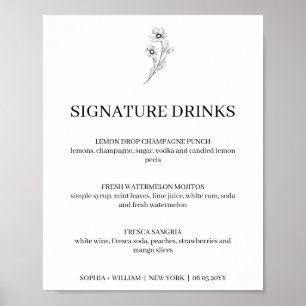 Poster Sophia Simple Signature Boissons Signet Mariage