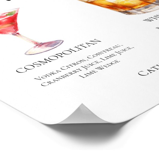 Poster Sophisticated Mariage Signature Cocktails Menu (Coin)