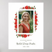 Poster Sophisticated Red Floral Garland In Loving Memory  (Devant)