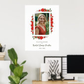 Poster Sophisticated Red Floral Garland In Loving Memory  (Bureau à domicile)