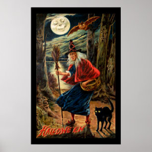 Poster Sorcière à la nuit d'Halloween