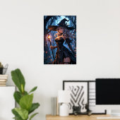 Poster Sorcière au clair de lune dans une forêt enchantée (Bureau à domicile)
