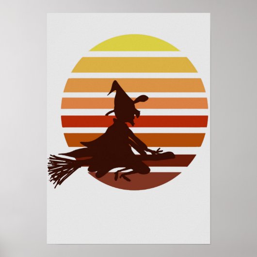 Poster sorcière au coucher du soleil halloween (Devant)