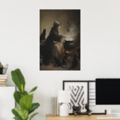 Poster Sorcière avec chats noirs et chaudron, sombre (Bureau à domicile)