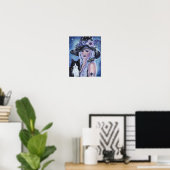 Poster Sorcière avec tuxedo cat art par Renee L. Lavoie (Bureau à domicile)