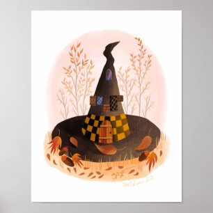 Poster Sorcière Casquette Cottage Art
