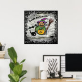 Poster Sorcière, Chat, Chauve-souris et Citrouille, Bonne (Bureau à domicile)