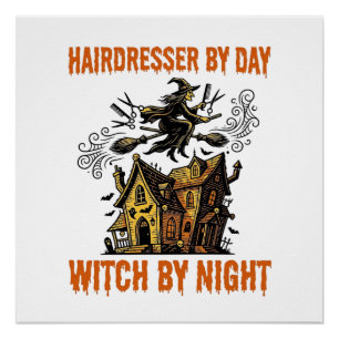 Poster Sorcière Coiffeuse Halloween Vintage Chemise de Sa