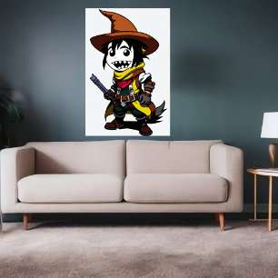 Poster Sorcière Cowboy Cartoon   Art AI