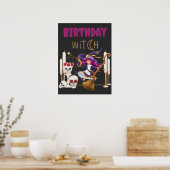 Poster Sorcière D'Anniversaire Née À La Fête Éffrayante H (Cuisine)